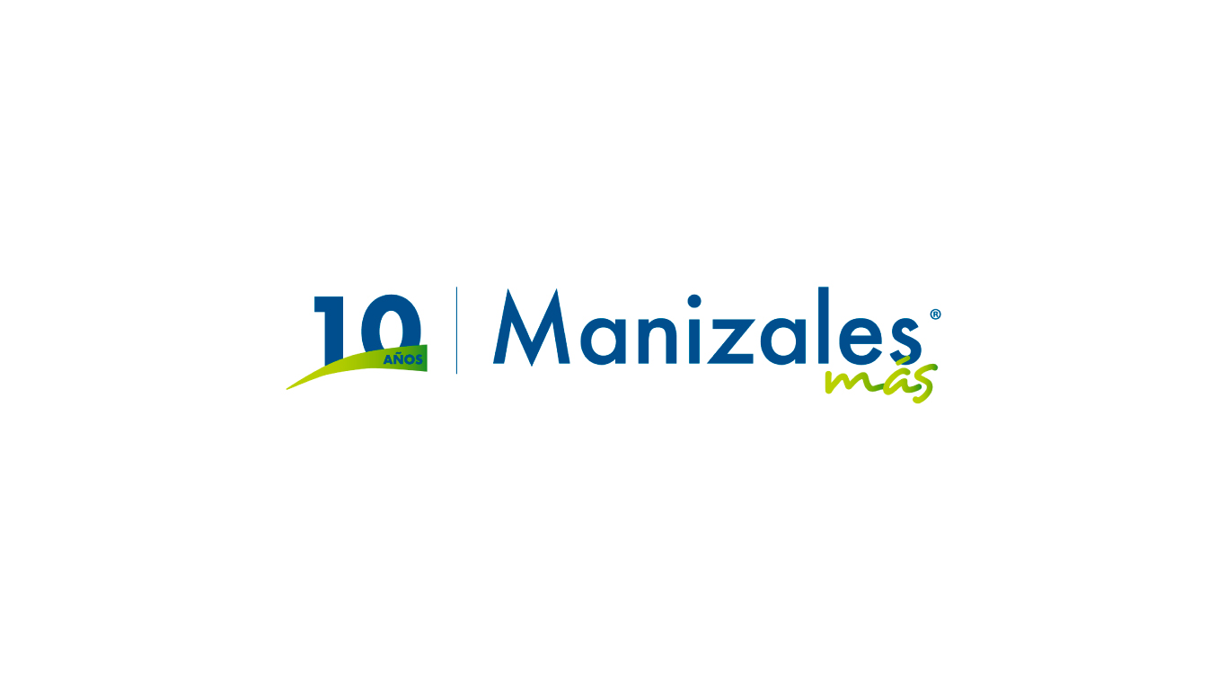 Logo de los 10 años de Manizales Más