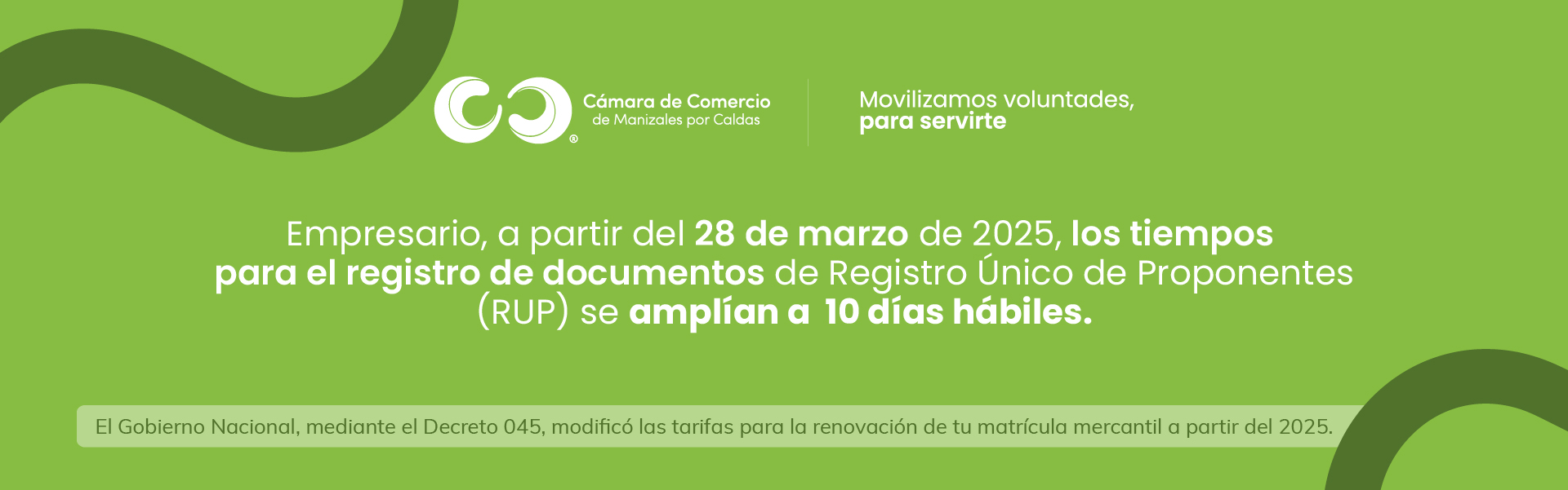Banner Web Ampliación tiempos RUP